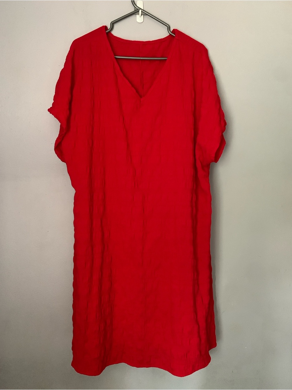 Bright Red V-Neck Casual Dress 3Xl